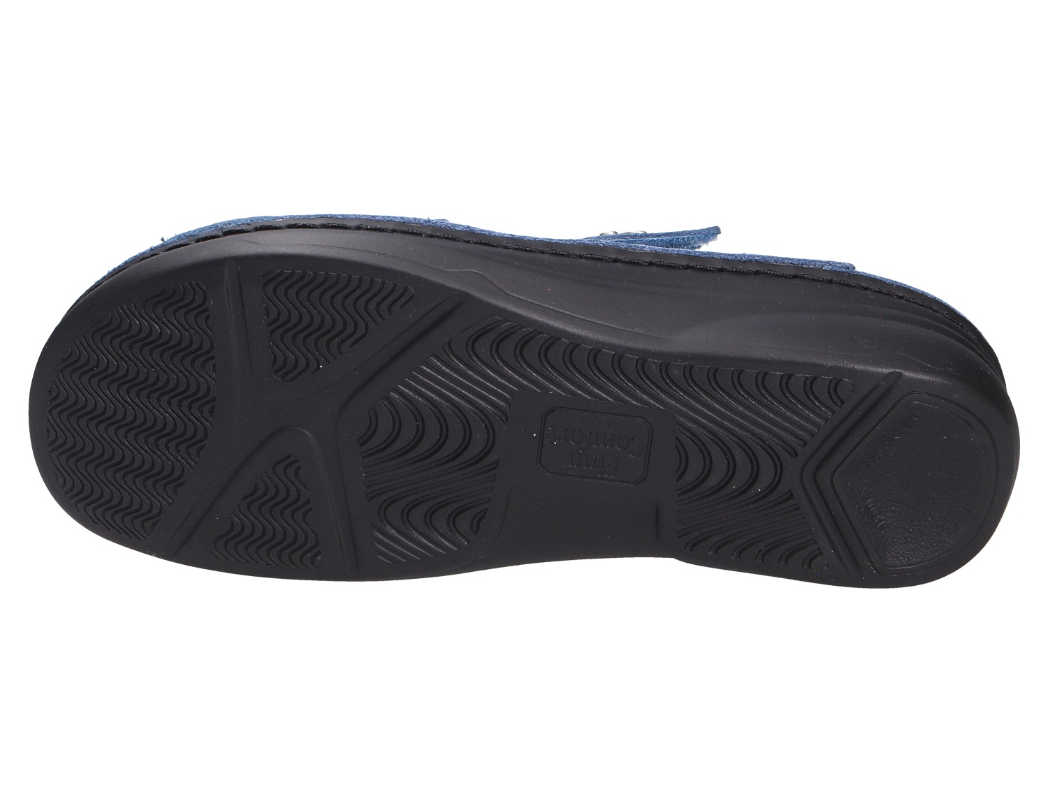 Unteransicht der schwarzen Laufsohle des Finn Comfort GRENADA mit rutschhemmendem Profil
