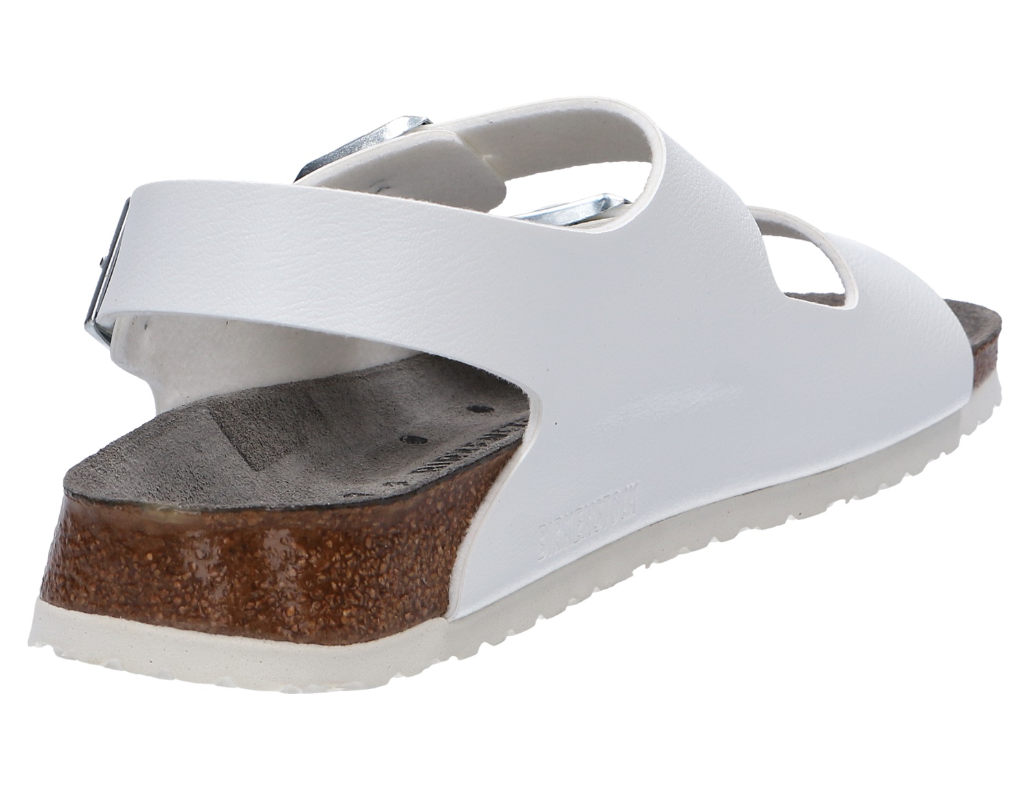Birkenstock Milano BS ESD, weiße Herrensandale mit Fersenriemen, zwei verstellbaren Riemen und komfortablem Kork-Latex-Fußbett für warme Arbeitstage