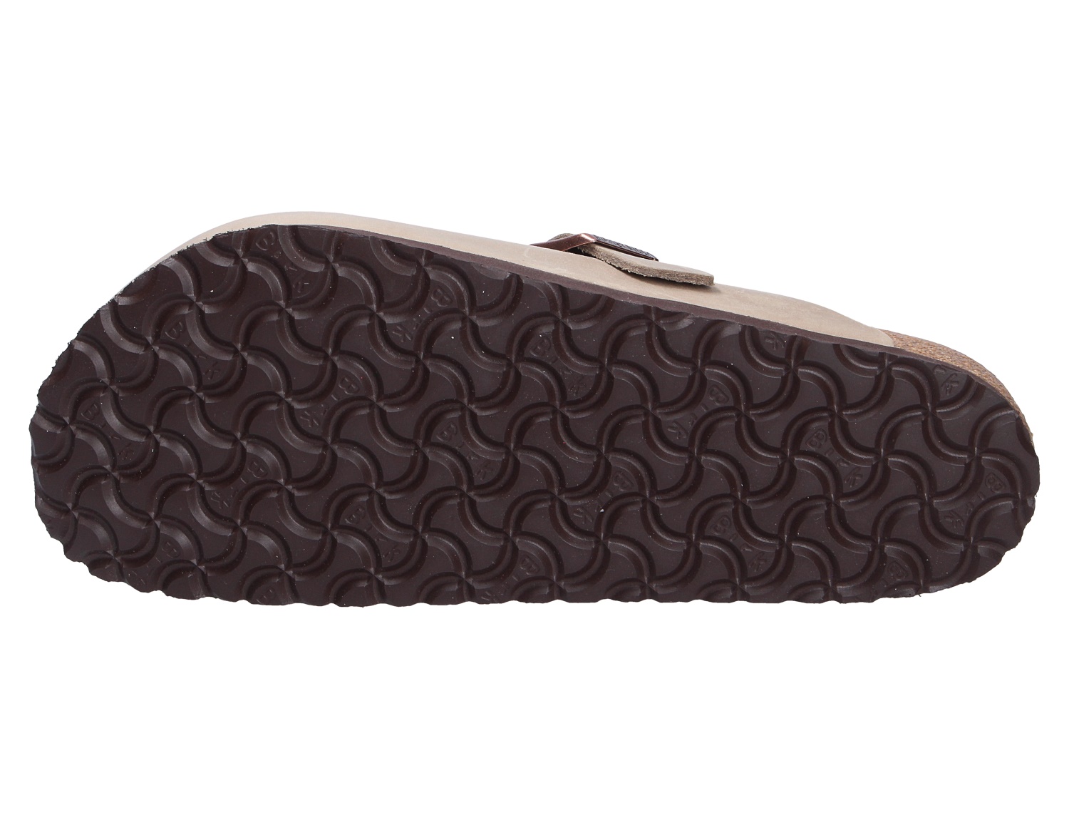 Unteransicht der Birkenstock Boston mit dunkler, profilierter Laufsohle und rutschhemmendem Sohlenmuster