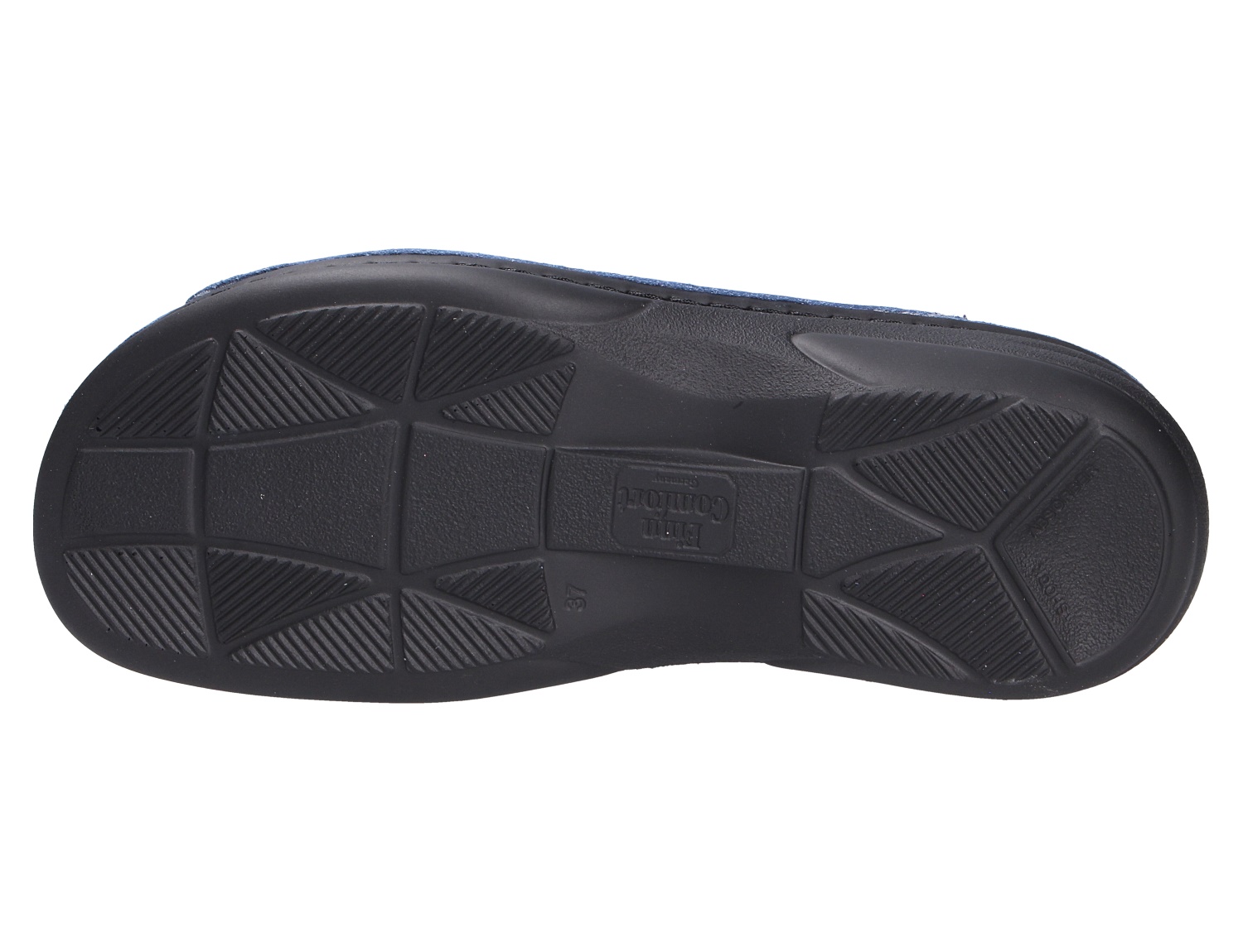 Ansicht der schwarzen Laufsohle mit rutschhemmendem Profil des Finn Comfort HELLAS Schuhs